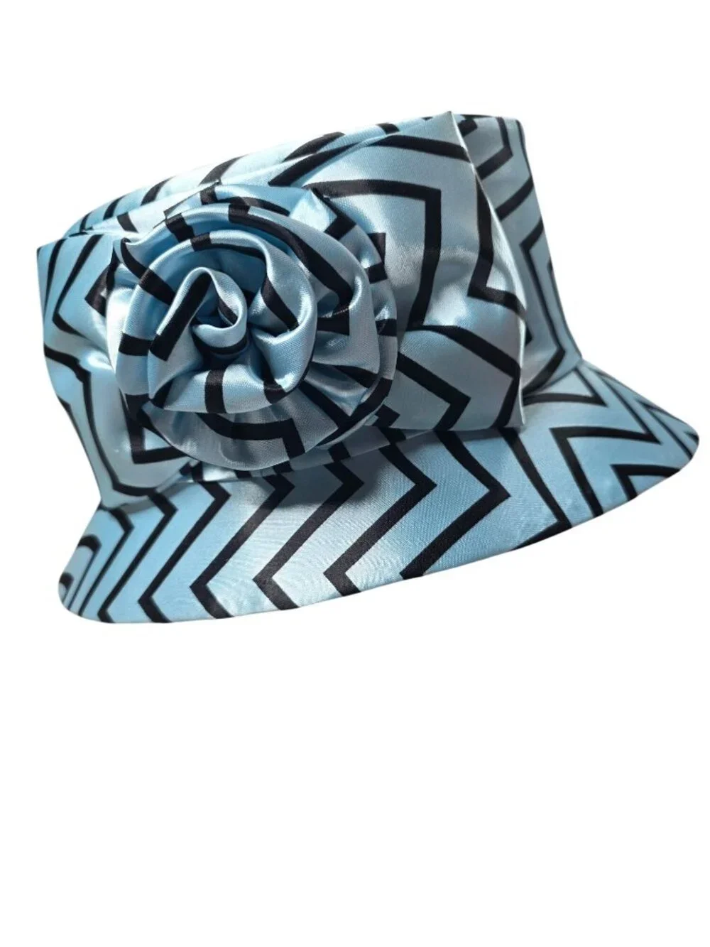 Terramina Chevron Patterned Wide Brim Hat With Rosette Accent XL
